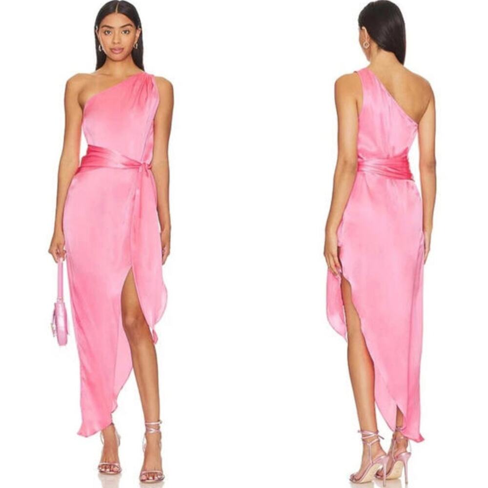 Amanda Uprichard Palmira Maxi Dress in Pink Ribbon